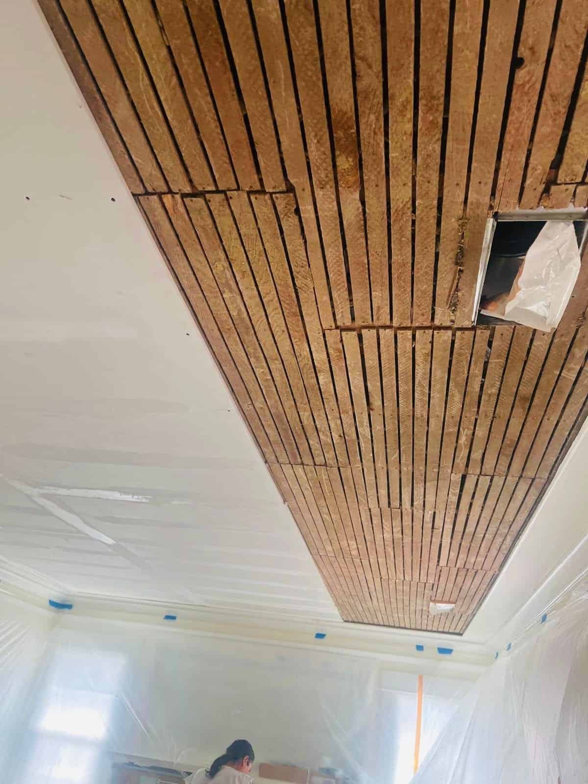 Rich, wooden slat ceiling construction for custom home or commercial project | CRGM Builders.